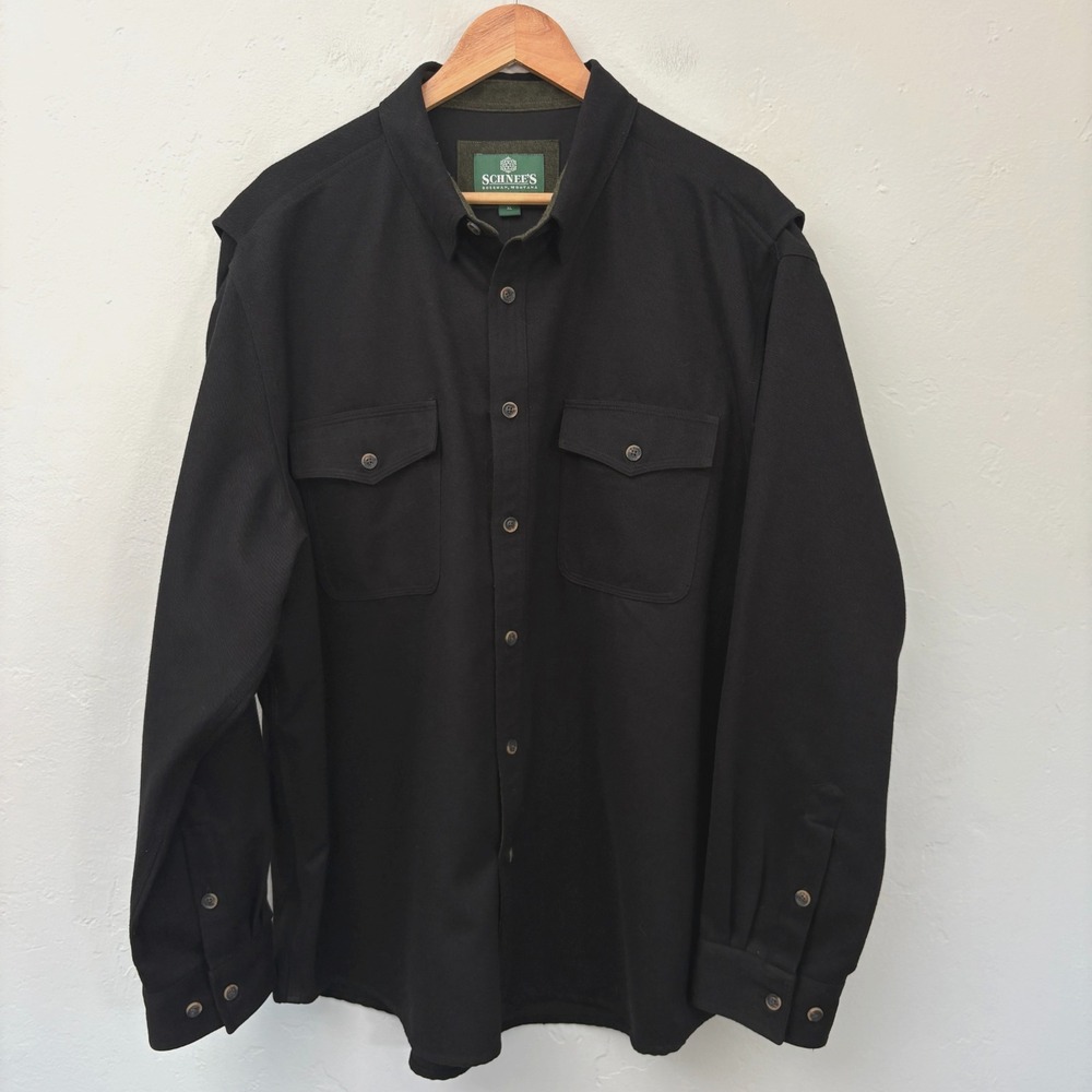 Schnee's Flannel Shirt Men Size XL Black Button Down Long Sleeve Bozeman MT